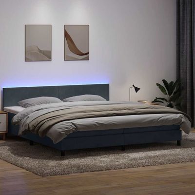 vidaXL Posteľný rám boxspring s matracom a LED tmavosivý 180x210 cm zamat
