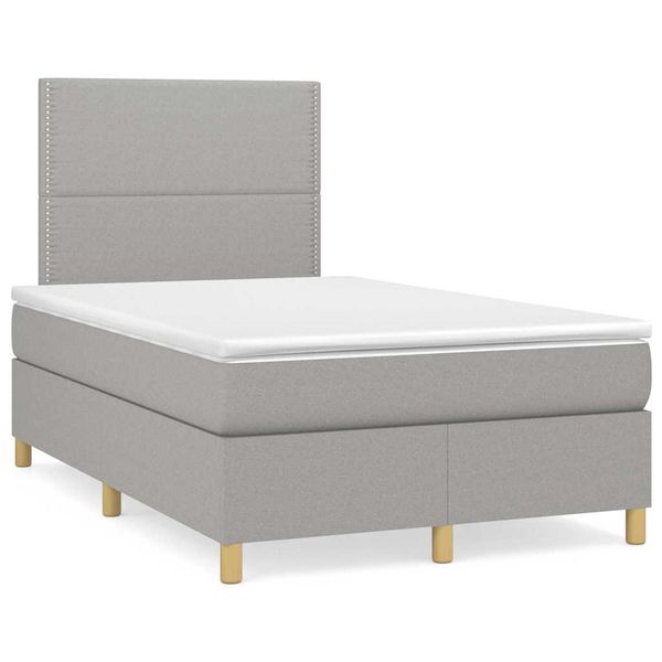 vidaXL Boxspring posteľ s matracom a LED, svetlosivá 120x190 cm, látka