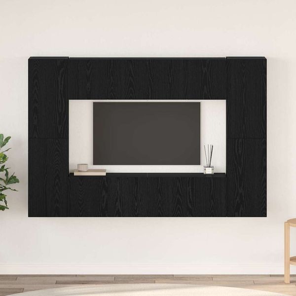 vidaXL Zostava TV skriniek Nástenný 8 pcs Čierny dub Kompozitné drevo