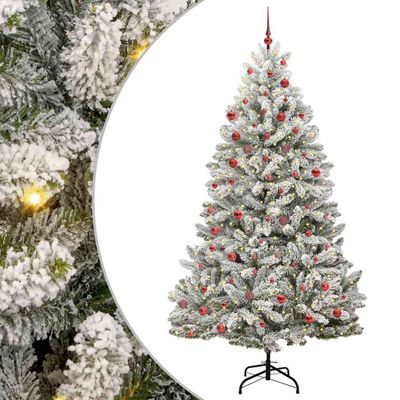 vidaXL Umelý vianočný stromček Zelená a biela 210 cm PVC a kov