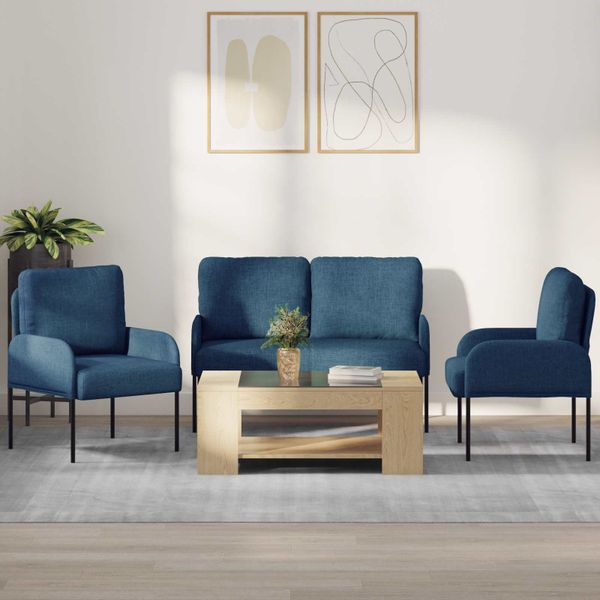vidaXL Súpravy pohoviek 3 pcs Modrá 115 x 56 x 80 cm Preglejka
