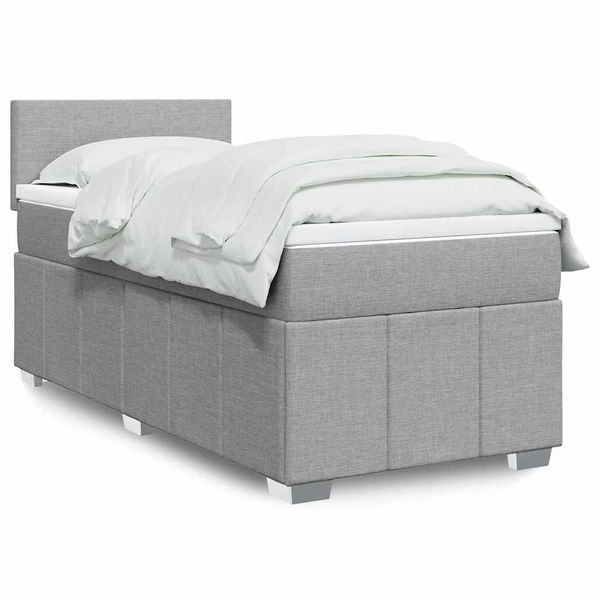 vidaXL Posteľný rám boxsping s matracom bledosivý 80x200 cm látka