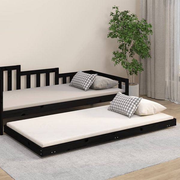 vidaXL Posteľný rám čierny 90x200 cm masívna borovica