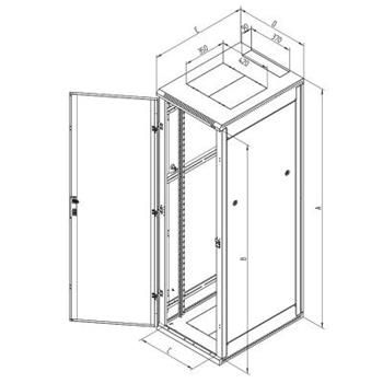 Triton 19" rozvaděč stojanový 18U/600x800, plechové dveře 18U/600x800, plechové dvere