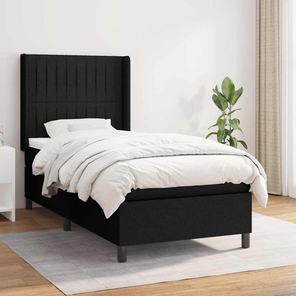 vidaXL Posteľný rám boxspring s matracom čierny 80x200 cm látka