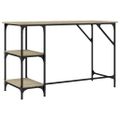 vidaXL Stôl dub sonoma 120x50x75 cm kov a kompozitné drevo