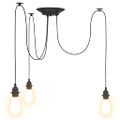 vidaXL Závesná lampa s 3 objímkami E27 čierna kovová