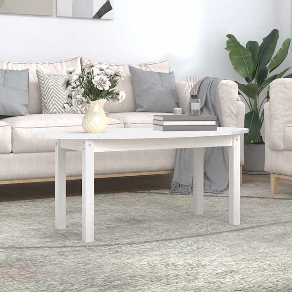 vidaXL Konferenčný stolík biely 110x55x45 cm borovicový masív
