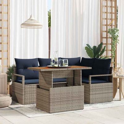 vidaXL Záhradný jedálenský set 5 pcs Šedá a námornícka modrá