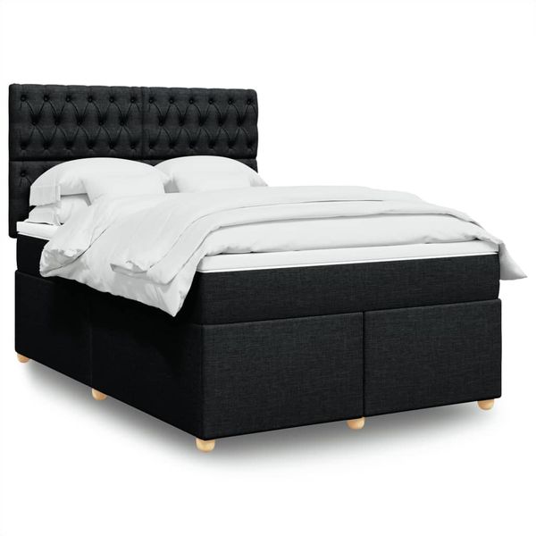vidaXL Posteľný rám boxspring s matracom čierny 140x200 cm látka