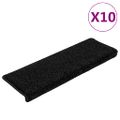 vidaXL Schodové rohože 10 ks 65x21x4 cm čierne s obdĺžnikovým okrajom