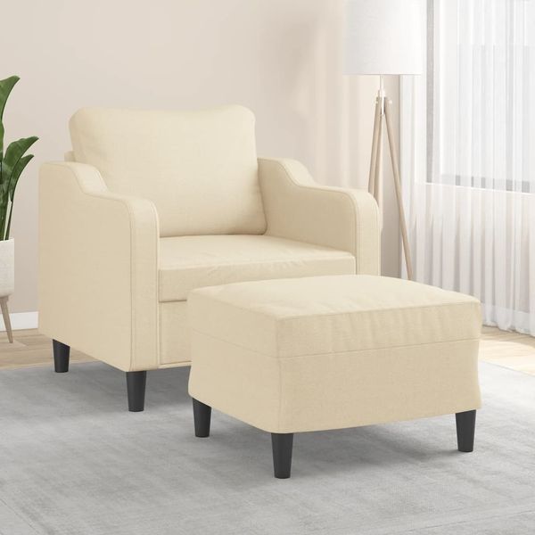 vidaXL Kreslo s podnožkou krémové 60 cm látkové