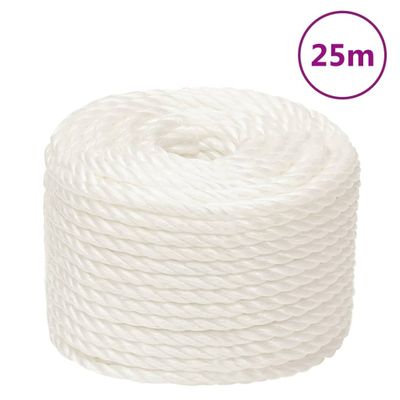 vidaXL Pracovné lano biele 24 mm 25 m polypropylén