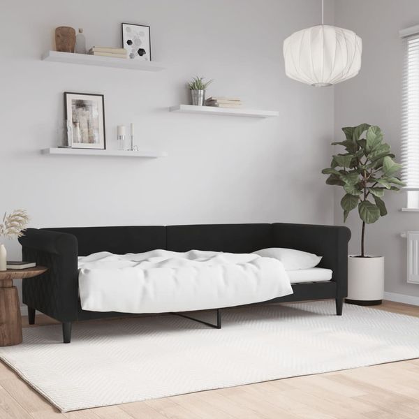 vidaXL Denná posteľ čierna 80x200 cm zamat