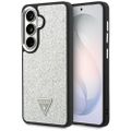 Puzdro Guess Fixed Glitter Triangle MagSafe pre Samsung Galaxy S26 strieborné