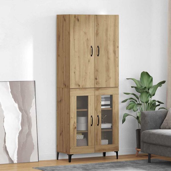 vidaXL Highboard Remeselný dub 69,5 x 34 x 180 cm Kompozitné drevo