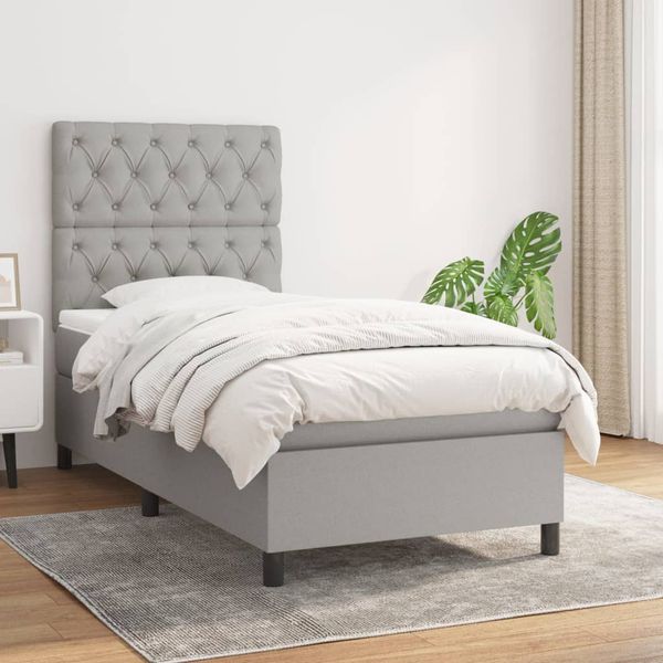 vidaXL Posteľný rám boxsping s matracom bledosivý 80x200 cm látka