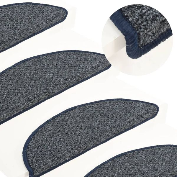 vidaXL Kobercové nášľapy na schody 15 ks tmavomodré 56x17x3 cm
