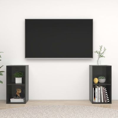 vidaXL TV skrinky 2 ks, lesklé sivé 72x35x36,5 cm, kompozitné drevo