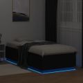 vidaXL Posteľný rám s LED svetlami čierny 90x200 cm kompozitné drevo