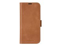 Puzdro s klopou pre mobilný telefón - koža full-grain - bronz - pre Apple iPhone 16 Pro Max