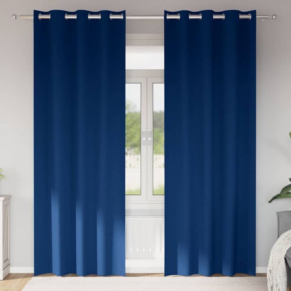 vidaXL Záclony na zatemnenie s krúžkami 2 pcs Tmavomodrá 245 x 140 cm