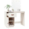 vidaXL Toaletný stolík s LED biely 95x50x133,5 cm borovicový masív