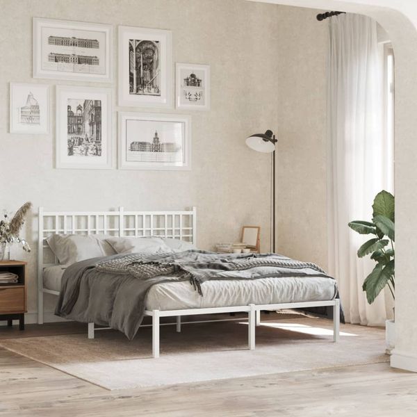vidaXL Kovový rám postele s čelom biely 120x200 cm