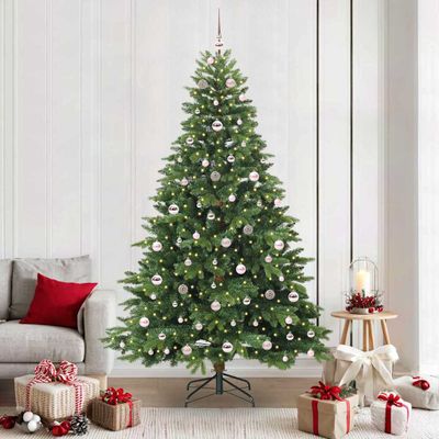 vidaXL Umelý vianočný stromček s 300 LED-i Zelená 210 cm PE a PVC