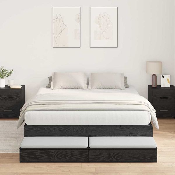 vidaXL Rám postele s úložným prostorem so zásuvkou Čierny dub 135 cm