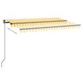 vidaXL Ručne zaťahovacia markíza s LED 450x300 cm žltá a biela