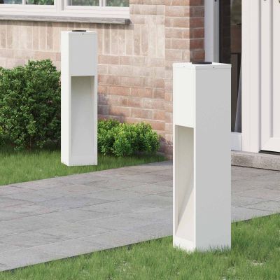 vidaXL Solárna LED chodníková lampa 2 pcs Biela Studená valcovaná oceľ