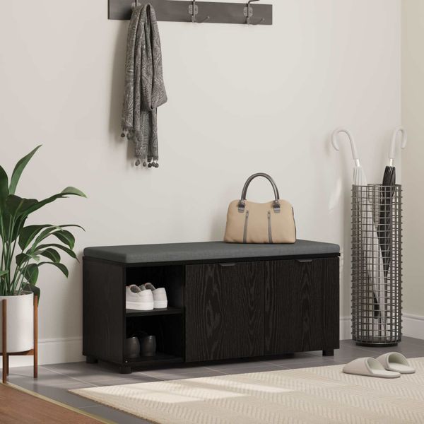vidaXL Predsieňová lavica s vankúšom Čierny Dub 100 x 38 x 46 cm