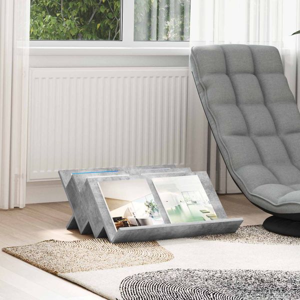 vidaXL Regál na časopisy s poličkou Betónová šedá 65 x 53 x 28,5 cm