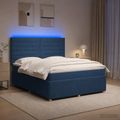 vidaXL LED boxspring posteľ s matracom Modrá 140 x 200 cm Látka