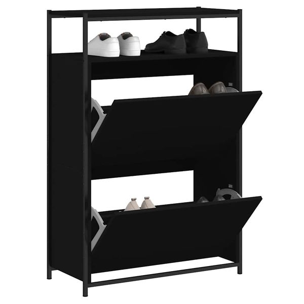 vidaXL Botník čierny 75x34x112 cm kompozitné drevo