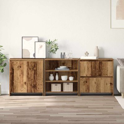 vidaXL Servírovacia skriňa 3 pcs Staré drevo 70 x 41 x 75 cm