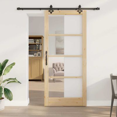 vidaXL Posuvné dvere ORKDAL Prírodná a čierna 93 x 211 cm