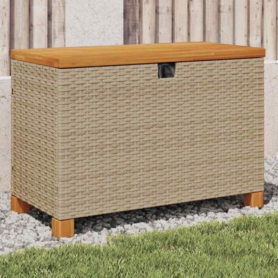 vidaXL Záhradný úložný box béžový 80x40x48 cm polyratan akáciové drevo