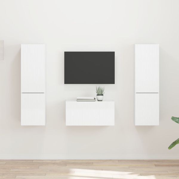 vidaXL Zostava TV skriniek 5 pcs Vysoký lesk bielej Kompozitné drevo