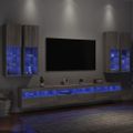 vidaXL 7-dielna súprava TV nástenných skriniek s LED sivá sonoma