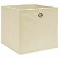 vidaXL Úložné boxy 4 ks, krémové 32x32x32 cm, látka