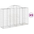 vidaXL Oblúkové gabionové koše 9 ks 200x50x120/140 cm pozink. železo