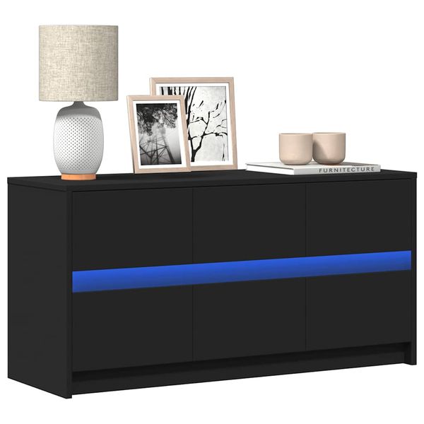 vidaXL TV stolík s LED čierny 100x34x50 cm kompozitné drevo