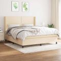 vidaXL Posteľný rám boxspring s matracom krémový 160x200 cm látka
