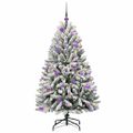 vidaXL Umelý Sklápací Vianočný Stromček 150 LED Zelená a biela 150 cm