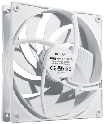 Be quiet! / ventilátor Pure Wings 3 / 140mm / PWM / high-speed / 4-pin / 30,5dBA / biely Ventilátor, 140mm, Rifle ložisko, 4pin PWM, 30,5dBA, výška 25mm, biely