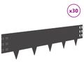 vidaXL Obrubník trávnika 30 ks 100 x 25 cm Oceľ Čierna
