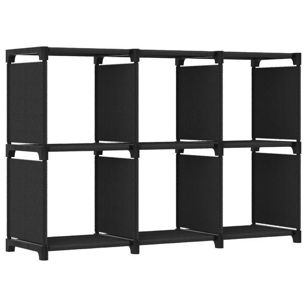 vidaXL Polica s dizajnom 6 kociek čierna 103x30x72,5 cm látka