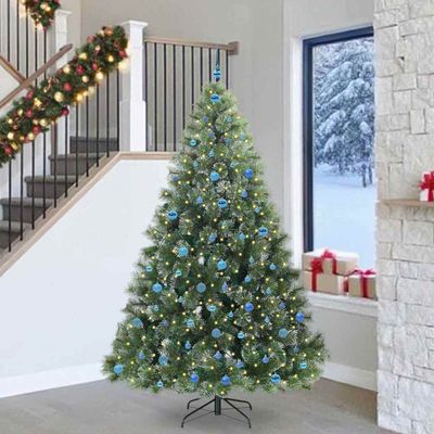 vidaXL Umelý vianočný stromček s 300 LED-i Zelená 240 cm PE a PVC